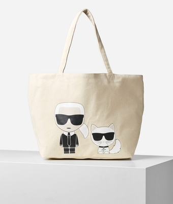 Bolso Karl Lagerfeld tote algodón Karl y Choupette natural